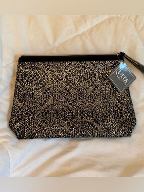 Ulta Beauty Black & Gold Glitter Purse/Makeup Pouch